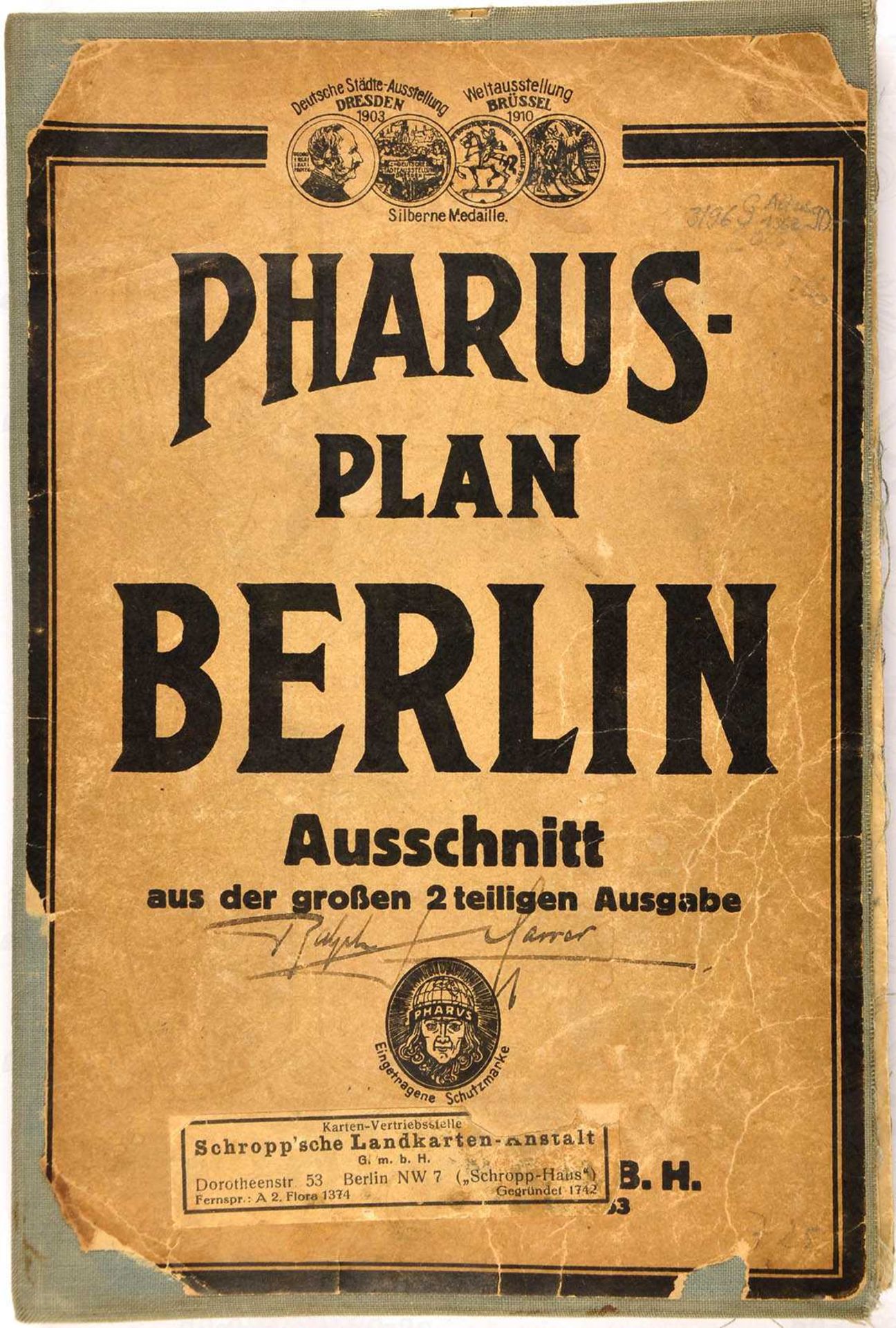 PHARUS-PLAN BERLIN, um 1930, "Ausschnitt aus der großen 2teiligen Ausgabe", farb. gedr., a. Ln.
