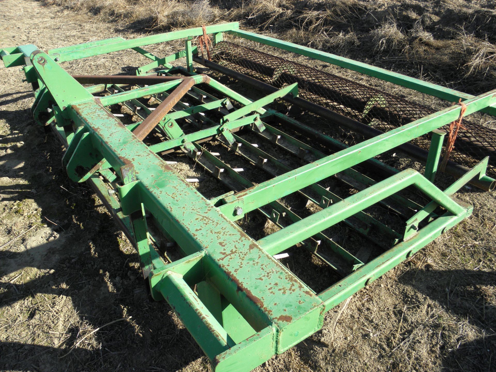 late style Nyssa Machine 12' 6 row bed harrow w/expanded metal rollers 42”