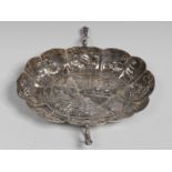 A Continental silver fluted oval brandy bowl or wine taster,