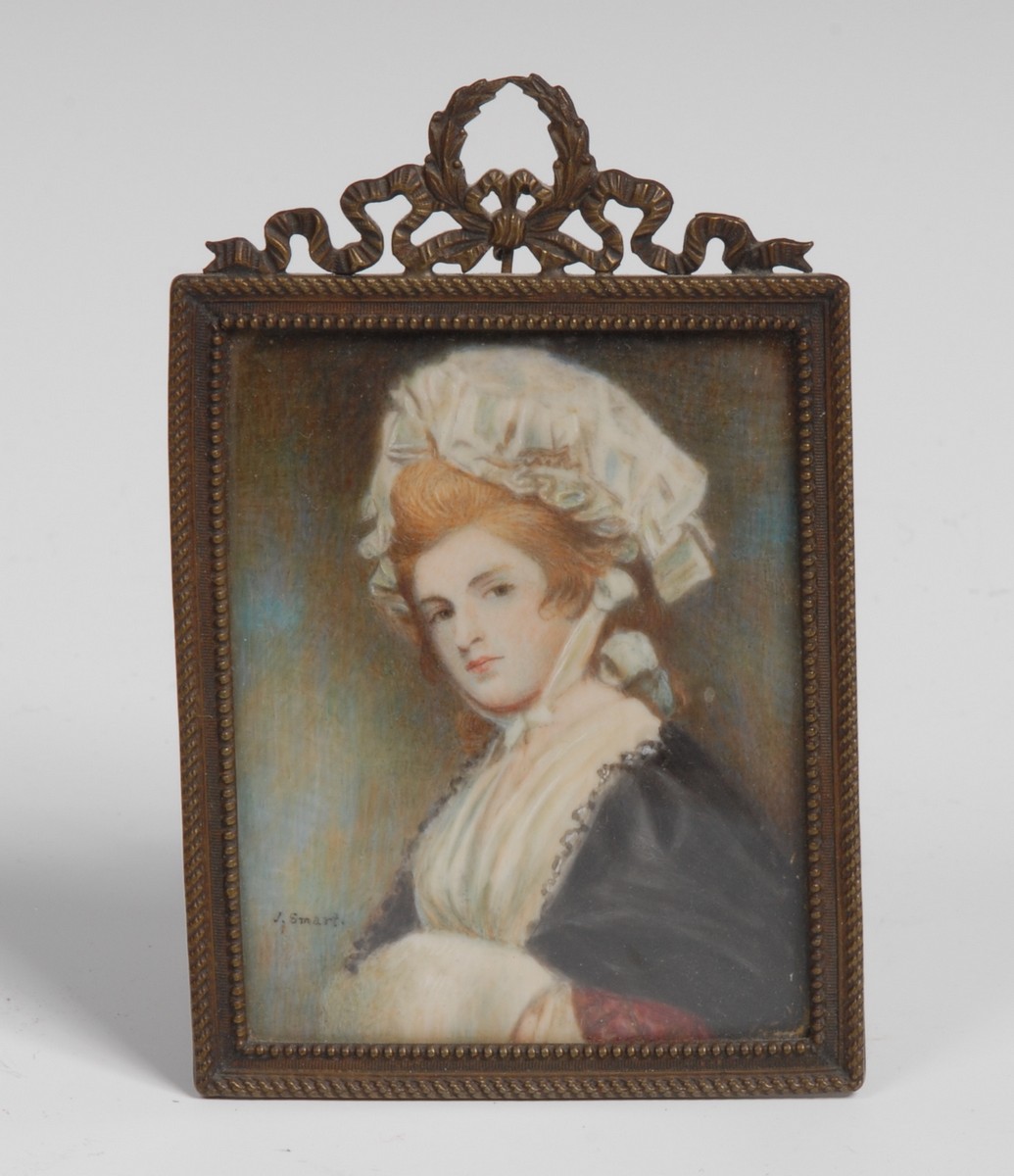 After George Romney, a portrait miniature, Mrs Robinson, bears ...