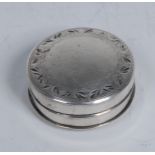 A George III silver circular pill or patch box,