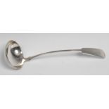 An early Victorian Scottish silver Fiddle pattern soup ladle, 34.