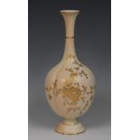 A Graingers Worcester Royal China Works  lobbed blush ivory vase, long flared neck,