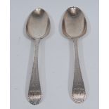 Hester Bateman - a pair of George III silver Bright-cut Old English pattern dessert spoons,