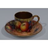 A Royal Worcester coffee can and saucer, the can painted by Hale, signed, the saucer by Austin,