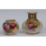 A Royal Worcester vase, in the James Hadley style, painted with red and pink roses,