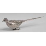 A Continental silver novelty canister or table decoration, cast as a game bird, detachable head,