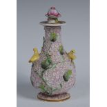 A Spode scent bottle and stopper , encrusted overall with mayflowers.