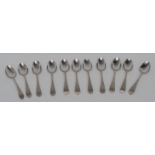 A set of eleven George III Bright-cut Old English pattern teaspoons, George Gray,