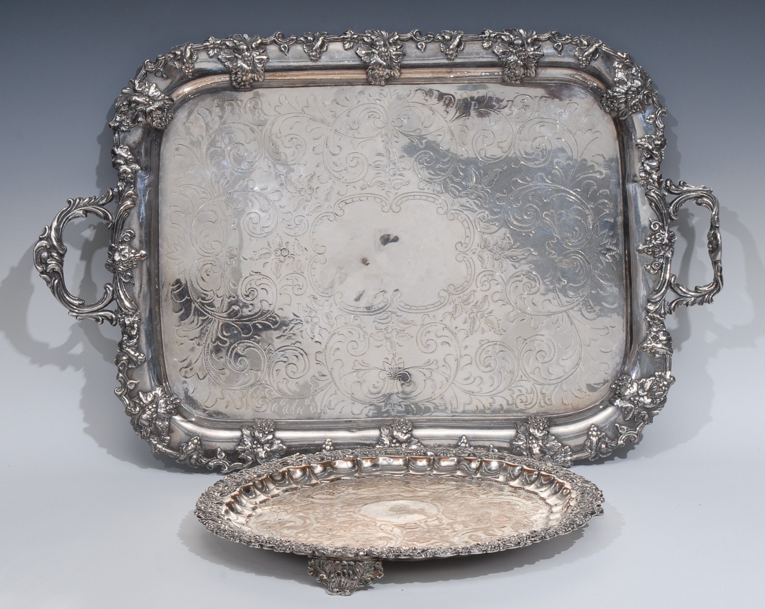 A Victorian EP on copper rounded rectangular serving tray,