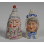 A Royal Worcester candlesnuffer, Mr Caudle, wearing a night cap and blanket, lightly coloured,