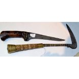 An Indo-Persian pesh kabz dagger, 19cm pointed single-edged blade,