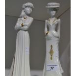 A pair of Spode figures, modelled by Pauline Shone, signed and dated,