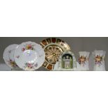 A Coalport Tissington Hall Well, limited edition 411/500;  a pair of Royal Crown Derby,