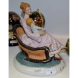 A Capodimonte figure, signed Meneghetti, Seated Mother and Child,