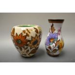 A Gouda ovoid vase, decorated with flowers,