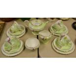 An Aynsley Wayside pattern tea set comprising teapot, milk and sugar, four cups,