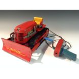 Arnold Toys -a tin plate 'Goliath' bull dozer, rubber treads, red body,