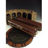 O Gauge - seven Scratch built wooden tin and cast iron East Coast passenger carriages, comprising,