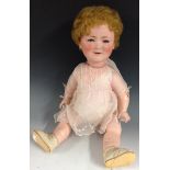 A Porzellanfabrik Burggrub bisque head Princess Elizabeth doll,  blonde wig, closing blue eyes,