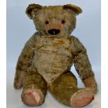 A Chad Valley jointed  mohair bear, horizontally stitched snout, stud to ear, label to foot,