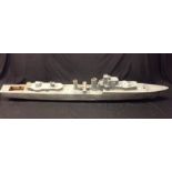 Radio Controlled - a part built wooden model of Royal Navy Frigate, primed,