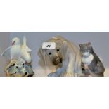 A Royal Copenhagen model of a Woeful Hound; another, Love Birds,