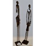 African Art - a pair of bronzed cast tribal figures