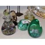 Glass Paperweights- Caithness; Cauldron, Midnight, Ocean Treasure, Misty,