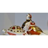 Royal Crown Derby Paperweights- a Puffin, Chaffinch, gold stoppers, Tortoise,