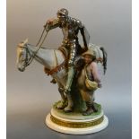 Capodimonte - a Galle figure Don Quixote on horse back with Sancho Panza at his side,