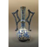A late 19th century two-handled Dutch Delft vases,
