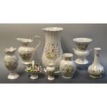 Aynsley Wild Tudor - spirally fluted vase, jug, urn, other smaller vases, etc.