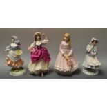 A Royal Worcester limited edition figure, I Dream, no 158/5000;  others A Posy for Mother,