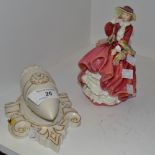 A Royal Doulton figure, Top O' The Hill, HN 1834;   a Royal Worcester wall pocket,