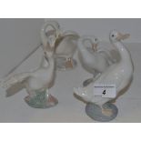 A Nao model of a Goose; a Lladro model of a Goose ; another; a Rex model;