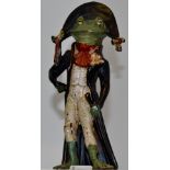 A cast cold painted bronze figure Frog General(Napoleon), marked Depose, patent lozenge,