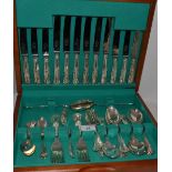 A cased silver plated  Kings pattern canteen of cutlery