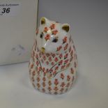 A Royal Crown Derby paperweight, Hamster,  printed mark, gold stopper,