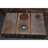 A 20th Century travel chest, wooden runners,