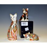 A Royal Crown Derby paperweight,Calico Kitten, printed mark, gold stopper, boxed;  others,