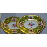 A pair of Coalport shaped oval plates, painted by F H Chivers, signed,