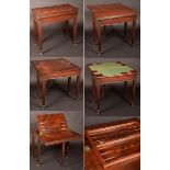 An unusual George III mahogany combination tea, card, and games table and folio stand,