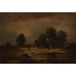 English School (19th century) Labouring Across the Field oil on panel,