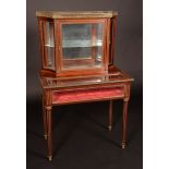 A 19th century French gilt metal mounted mahogany salon bijouterie cabinet, in the Louis XVI taste,