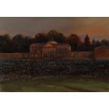 Michael Crawley Evening Concert, Kedleston Hall signed, titled to verso, watercolour,