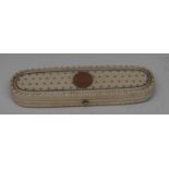 A George III ivory and gold pique rounded rectangular toothpick case,