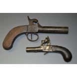 A 19th century muff pistol, 3cm screw-off barrel,