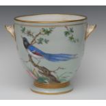An English porcelain ornithological jardiniere, probably Minton,