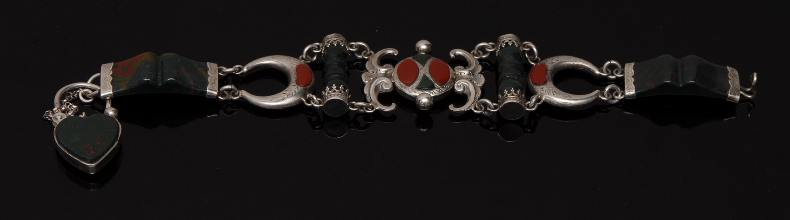 A Scottish silver and hardstone bracelet,